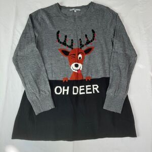 Heart N Crush Women's Reindeer Christmas Sweater Size Medium Tacky Holiday